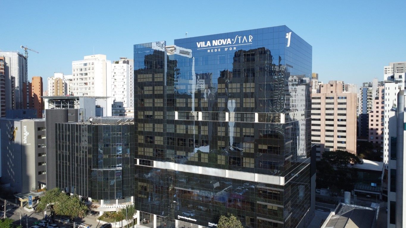 Fachada do Hospital Vila Nova Star, Rede D'Or, em São Paulo (SP)
